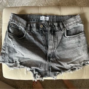 Zara washed black denim shorts